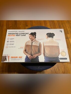 Sharper Image Weighted Comfort Heated Vest Luxe in Cream and Tan